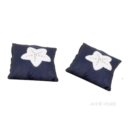 Blue Pillow, White Star, Pack Of 2